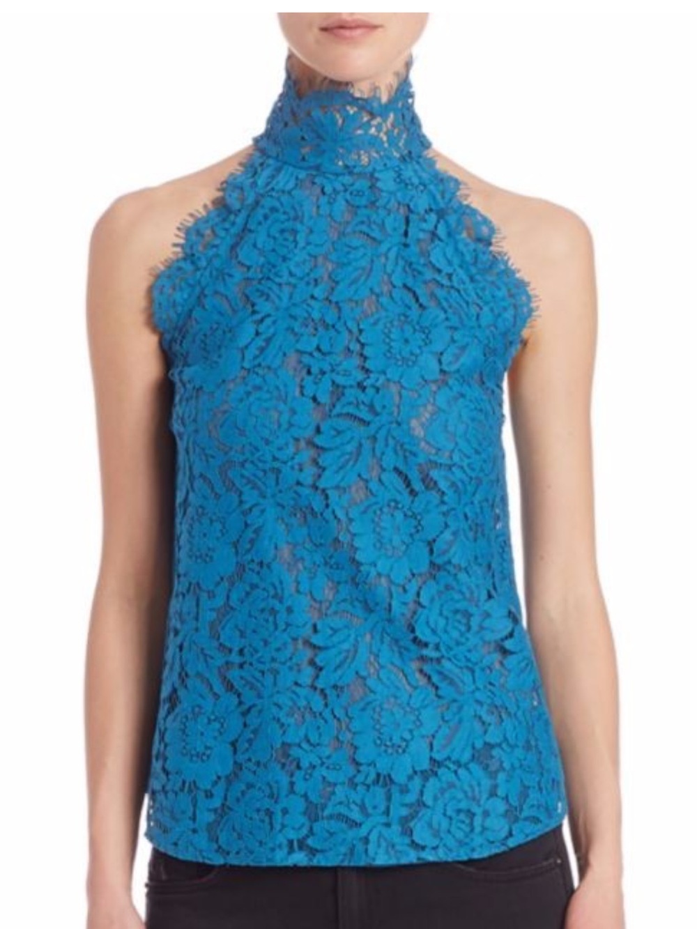 Diane Von Furstenberg Blue Lace Sleeveless Top